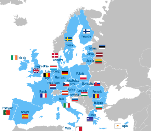 Mappa dell'Unione Europea e paesi membri dove lavorare e vivere con il permesso di soggiorno UE per soggiornanti di lungo periodo