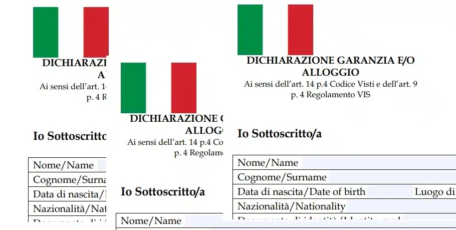 Come compilare la dichiarazione di ospitalità o alloggio per ottenere il visto per turismo in Italia
